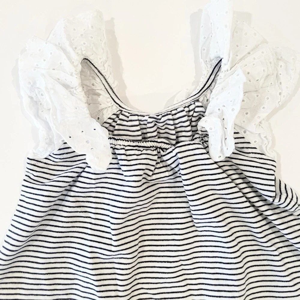 Gap 2T striped ruffled eyelet collar top